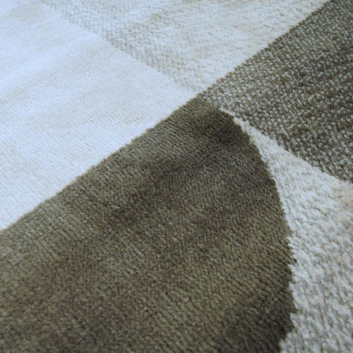 Tapis Salon Motifs Arcs De Cercle Et Carrés Gris, Jaune Et Crème 133x170