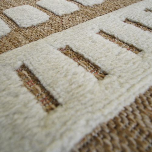 Tapis Salon Aspect Jute à Motif Géométrique En Relief Blanc 160x230