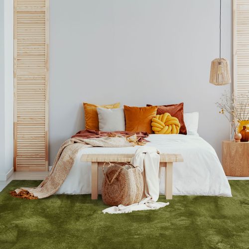 Tapis De Salon à Poils Longs Extra-doux Vert Rouillé 160x230