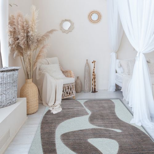 Tapis Salon En Laine Motifs Contemporains Marron 160x230