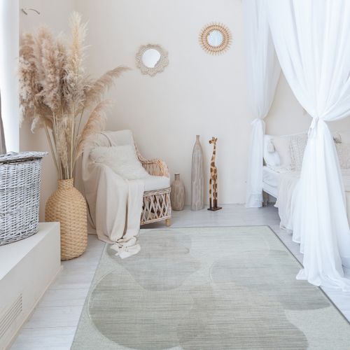 Tapis Salon En Laine Motifs Contemporains Rose Délavé 160x230