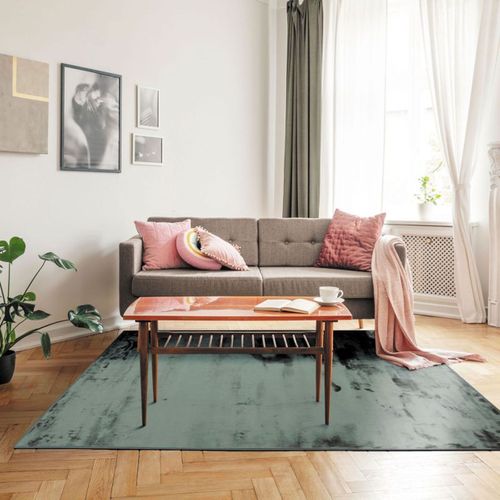 Tapis Salon Extra-doux Effet Velours Vert Foncé 160x230