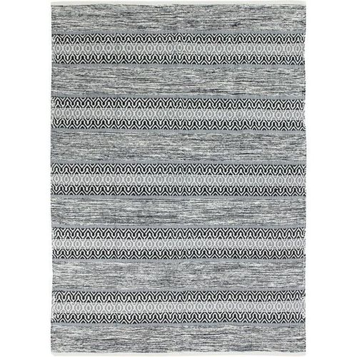 Tapis Terra - 160 X 230 Cm - Bande Ethno Blanc Et Noir