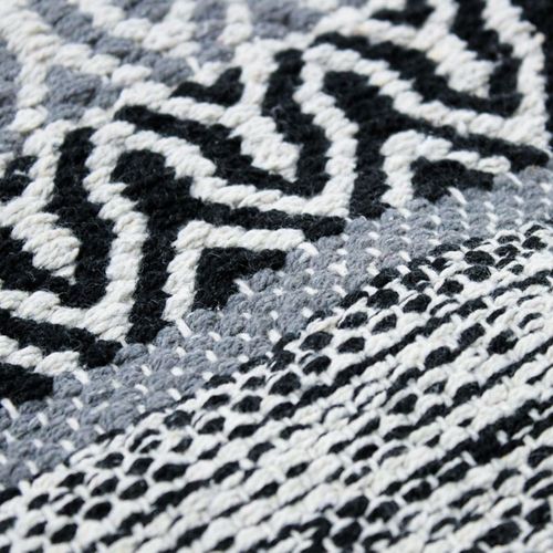 Tapis Terra - 160 X 230 Cm - Bande Ethno Blanc Et Noir