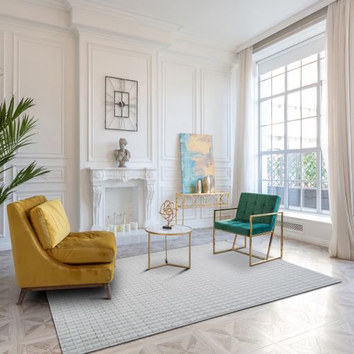 Tapis Salon Damier Extra-doux Blanc 160x230