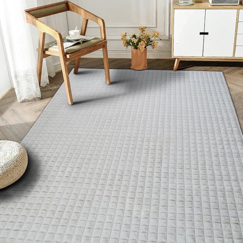 Tapis Salon Damier Extra-doux Blanc 160x230