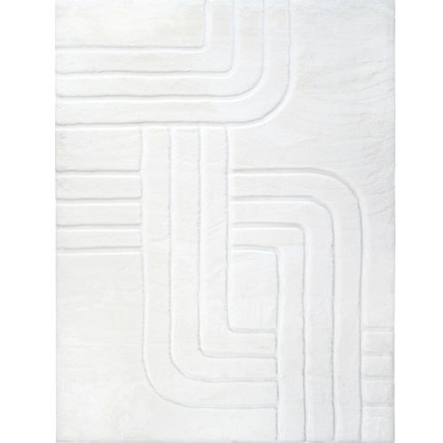 Tapis Salon Blanc Extra Doux Motif Lignes 160x230