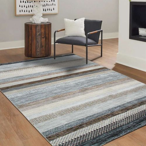 Tapis Salon Moderne Scandinave Lignes Marron 160x230