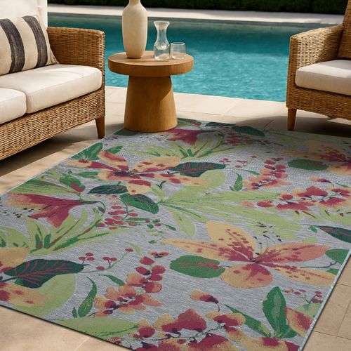 Tapis Salon Motifs Fleurs Vert Multicolore 160x230