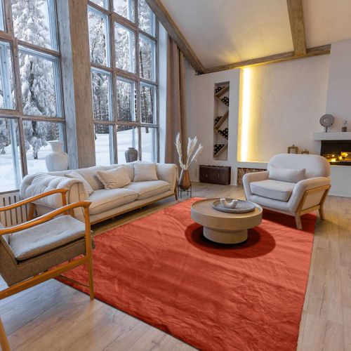 Tapis Salon Imitation Fourrure Extra-doux Terracotta 160x220