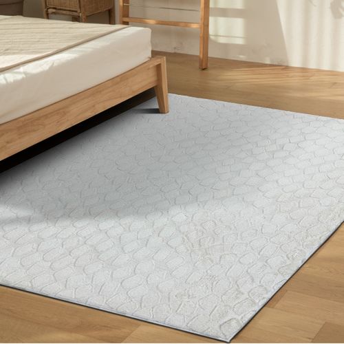 Tapis Salon à Relief Blanc Extra-doux 160x230