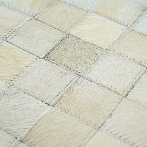 Tapis Salon En Cuir Naturel Recyclé Mosaïque Blanc 160x230