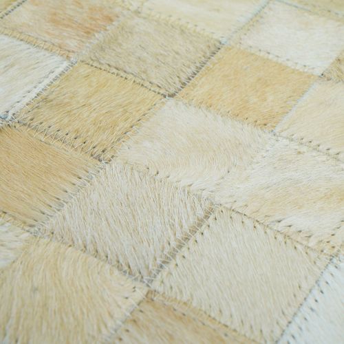 Tapis Salon En Cuir Naturel Recyclé Mosaïque Beige 160x230