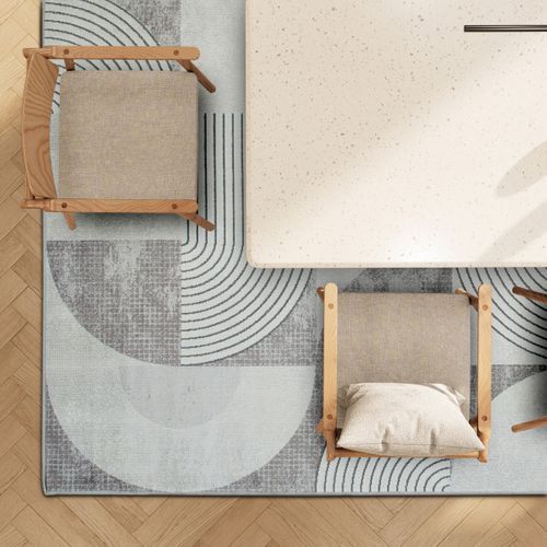 Tapis Salon Moderne à Motifs Graphiques Gris 160x230