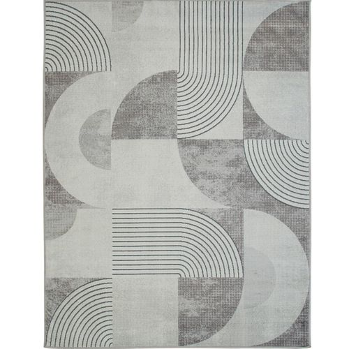 Tapis Salon Moderne à Motifs Graphiques Gris 160x230