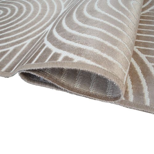 Tapis Salon à Relief Moderne Beige Sable 160x230