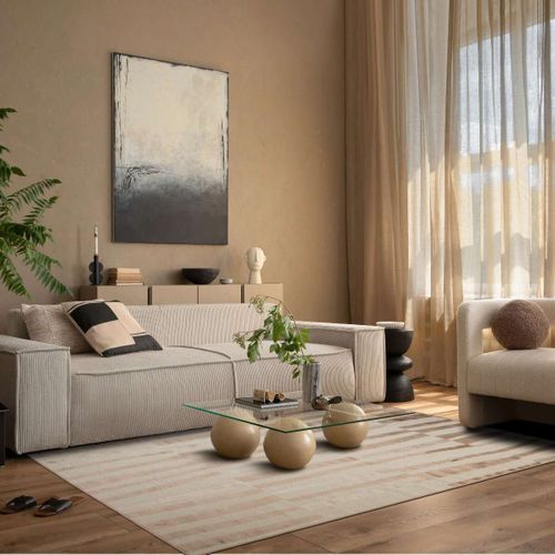 Tapis Salon à Relief Moderne Marron Clair 160x230