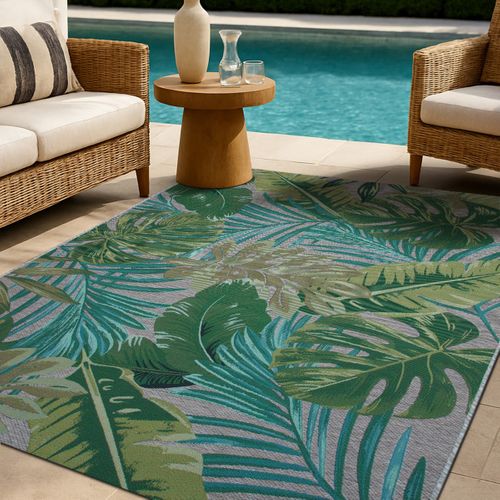 Tapis Salon  Feuilles Vert Multicolore 160x230