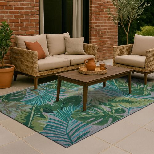 Tapis Salon  Feuilles Vert Multicolore 160x230