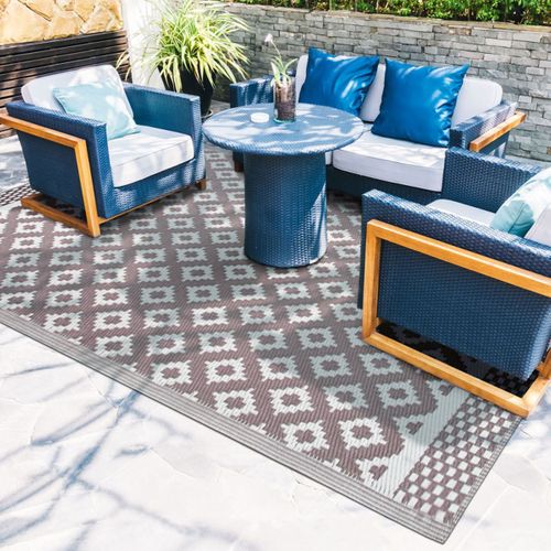 Tapis D'extérieur Motifs Géométriques Moka Rosé 180x240 - Natou