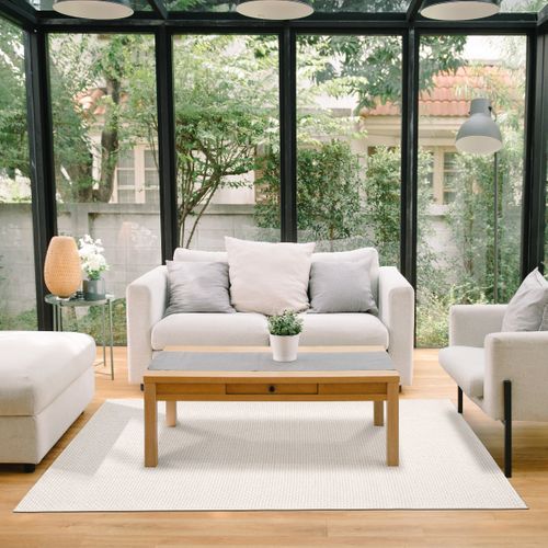 Tapis Salon D'extérieur Intérieur Aspect Jute Blanc 190x290