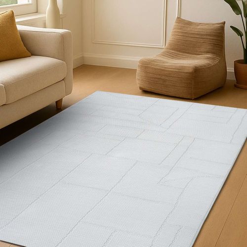 Tapis Salon Aspect Jute Blanc Ivoire 190x290