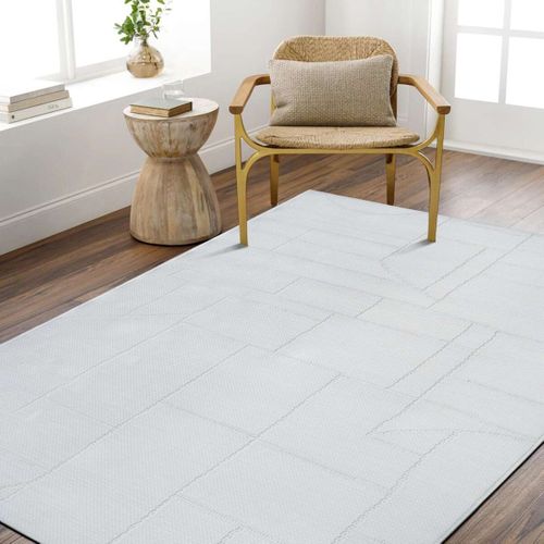 Tapis Salon Aspect Jute Blanc Ivoire 190x290