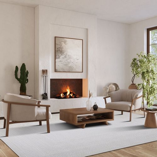 Tapis Salon Aspect Jute à Motif Blanc Ivoire 190x290