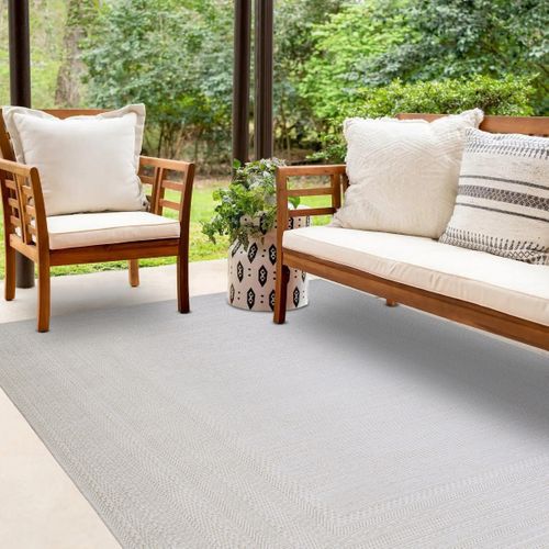 Tapis Salon Aspect Jute à Motif Blanc Ivoire 190x290