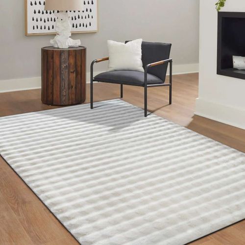 Tapis Salon Doux à Relief Bulles Blanc 190x290