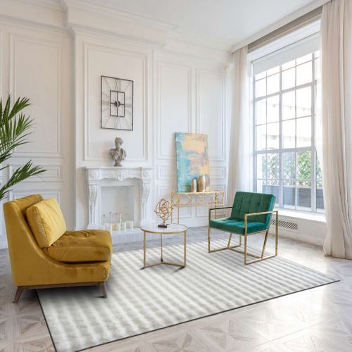 Tapis Salon Doux à Relief Bulles Blanc 190x290