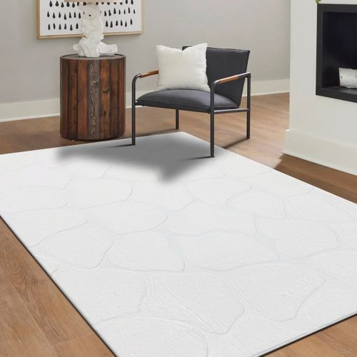 Tapis Salon à Relief Blanc Extra-doux 190x290