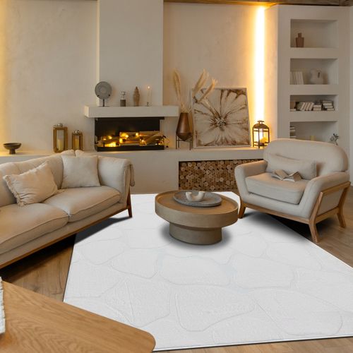 Tapis Salon à Relief Blanc Extra-doux 190x290