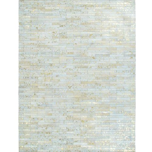 Tapis Salon En Cuir Recyclé Naturel Doré Patchwork 190x290