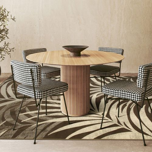 Tapis Salon Doux Motif Tropical 190x240 Taupe