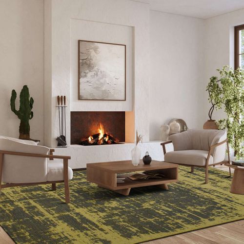 Tapis Salon Moderne Motif Abstrait Jaune 200x290