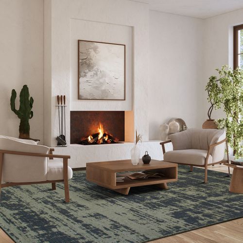 Tapis Salon Abstrait Moderne Vert Kaki 200x290