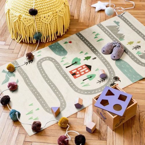 Tapis Enfant Circuit - 60 X 120 Cm - Coton Imprimé