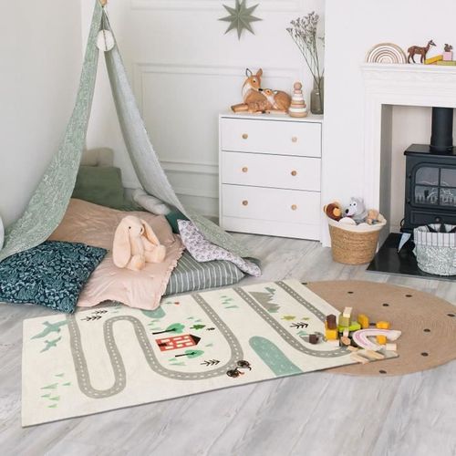 Tapis Enfant Circuit - 60 X 120 Cm - Coton Imprimé