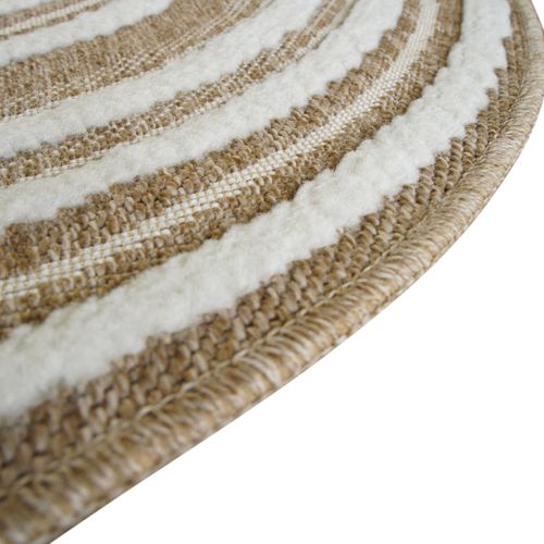 Tapis Salon Rond Aspect Jute Motifs En Relief Blanc Diamètre 70