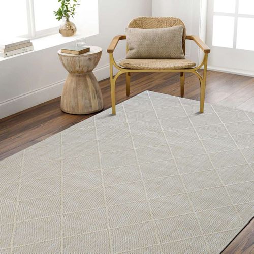Tapis Salon Moderne à Motif Losange Beige 80x150