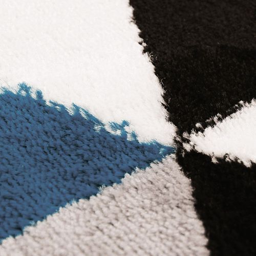 Tapis Toucher Laineux Motif Triangles Bleu 80x150