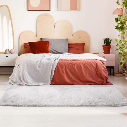 Tapis De Salon Ou Chambre - Microfibre Extra Doux - 80 X 180 Cm - Blanc