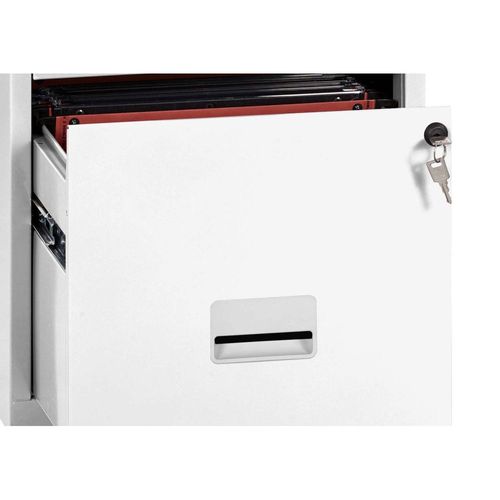 Colonne De Rangement Basse En Acier 3 Tiroirs Blanc Mat