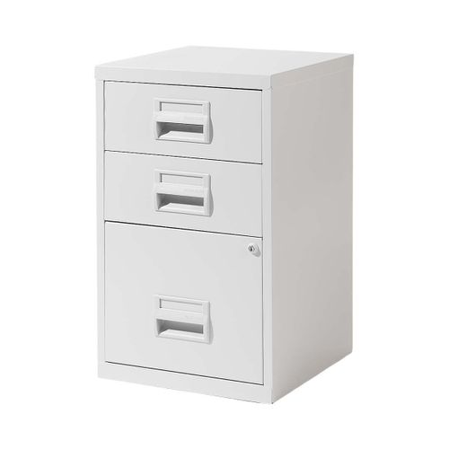 Colonne De Rangement Basse En Acier 3 Tiroirs Blanc Mat