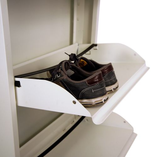 Meuble Range Chaussures En Acier 4 Abattants Brice Blanc