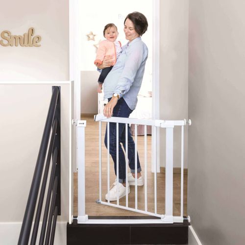 Barrière De Sécurité Enfant Flat Step Barrière Métal Blanc