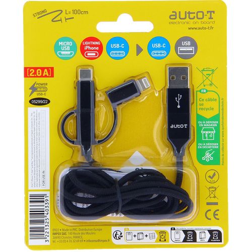 Câble Multi-tetes - Auto T - 540339 - 5 Connecteurs