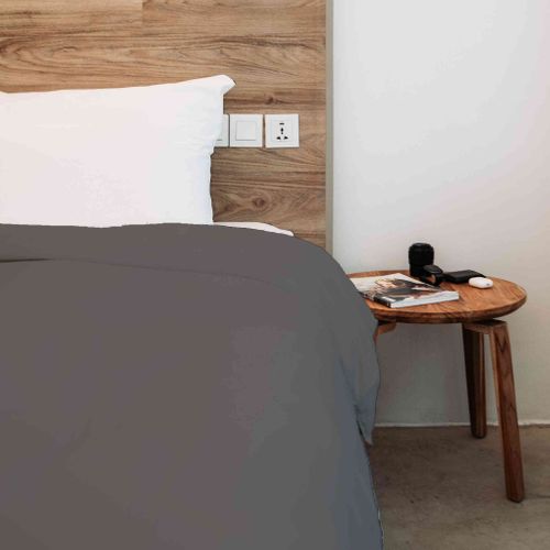 Housse De Couette Coton Made In France Taupe 240x220