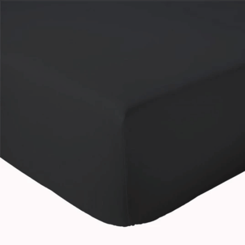 Drap Housse Coton Bonnet 23 Cm Fabriqué En France - 90x190 Cm - Noir